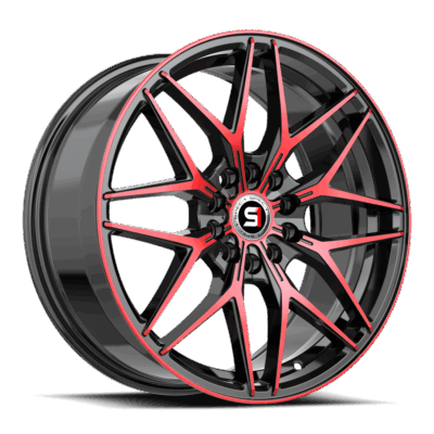 SP-60 17×7.5 4×100 4×114.3 +42 Cb 73.1 Gloss Black & Red Machined
