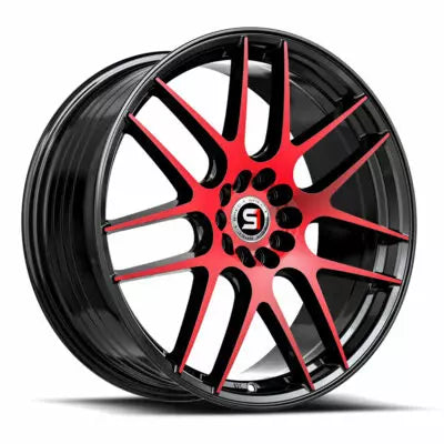 SP-65 18×10 4X 5X Blank +42 Cb 73.1 Gloss Black & Red Machined (No dual drill)