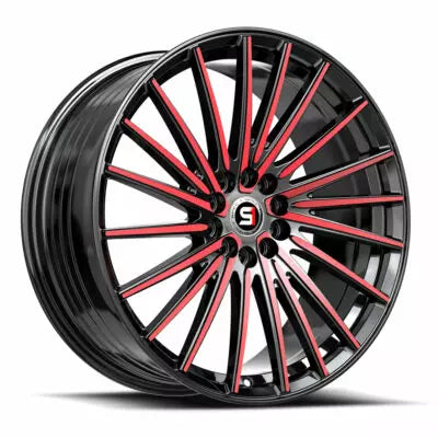 SP-68 17×7.5 5×112 5×114.3 +42 Cb 73.1 Gloss Black & Red Machined