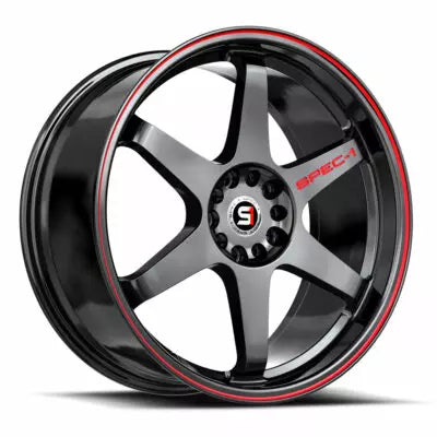 SPT-33 17×9.0 4X 5X Blank +42 Cb 73.1 Gloss Black & Red Line (No dual drill)