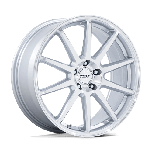 TSW TW004 CANARD GLOSS SILVER W/ MACHINED FACE 20X9 5X112 ET +20 CB 66.56