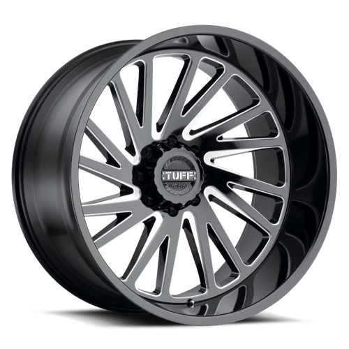 Tuff T2A GLOSS BLACK MILLED 24X14 6X135 ET -72 CB 87.1
