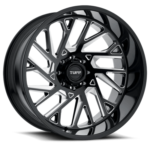 Tuff T4B GLOSS BLACK MILLED 24X14 5X5.0 ET -72 CB 71.5
