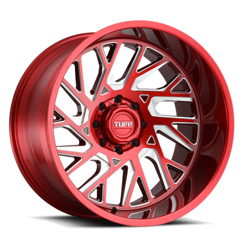 Tuff T4B CANDY RED MILLED 24X14 5X5.0 ET -72 CB 71.5