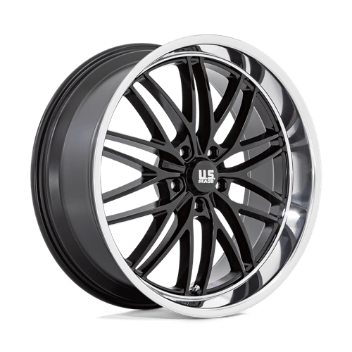 US Mag 1PC U138 SANTA CRUZ GLOSS BLACK W/ DIAMOND CUT LIP 22X9 5X5.0 ET +15 CB 78.1