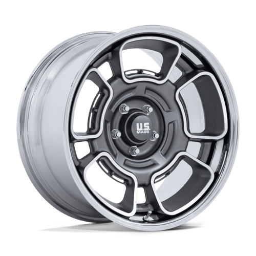 US Mag 1PC UC147 FLAGSTAFF ANTHRACIE W/ MACHINED FACE & CHROME LIP 22X9 5X5.0 ET +15 CB 78.1