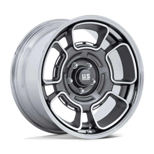 US Mag 1PC UC147 FLAGSTAFF ANTHRACIE W/ MACHINED FACE & CHROME LIP 22X10.5 5X5.0 ET +12 CB 78.1