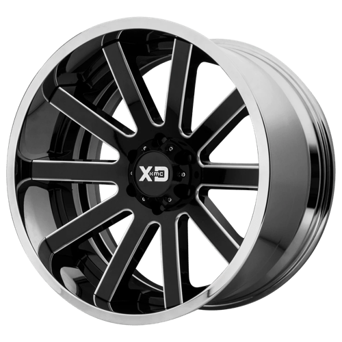 XD XD200 HEIST GLOSS BLACK MILLED W/ CHROME LIP 22X10 8X180 ET -18 CB 125.5