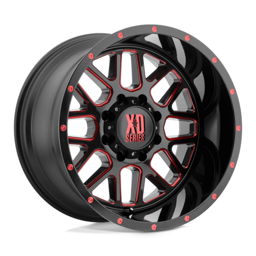 XD XD820 GRENADE SATIN BLACK MILLED W/ RED TINT 20X9 8X6.5 ET +18 CB 125.5