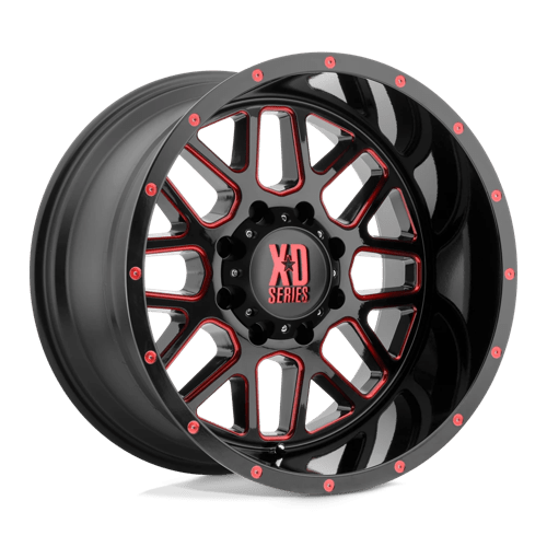 XD XD820 GRENADE SATIN BLACK MILLED W/ RED TINT 17X9 5X5.0 ET -12 CB 78.3