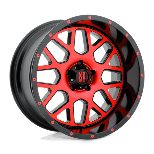 XD XD820 GRENADE SATIN BLACK MACH FACE W/ RED TINTED CLEAR COAT 20X10 5X5.0 ET -24 CB 78.1