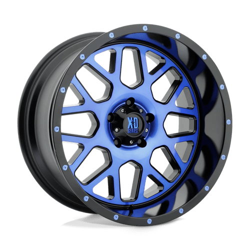 XD XD820 GRENADE SATIN BLACK MACH FACE W/ BLUE TINTED CLEAR COAT 18X9 6X135 ET -12 CB 87.1