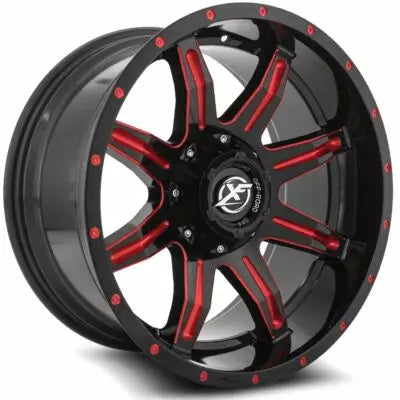 XF-215 20×10 Blank 5x/6x -12 Cb 78.1 Gloss Black & Red Milled