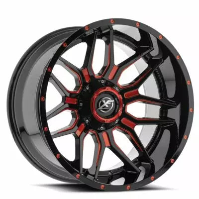 XF-222 22×12 Blank 5x/6x -44 Cb 78.1 Gloss Black & Red Milled