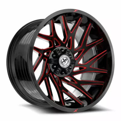XF-229 22×10 6×135 6×139.7 -18 Cb 106.4 Gloss Black & Red Milled