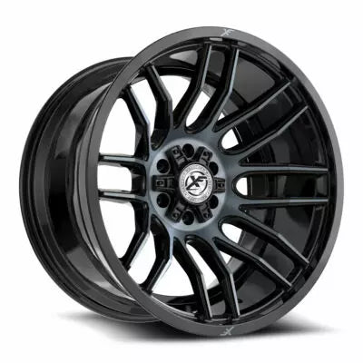 XF-232 24×14 5×127 5×139.7 -76 Cb 78.1 Gloss Black & Machined Titanium Double Dark Tint