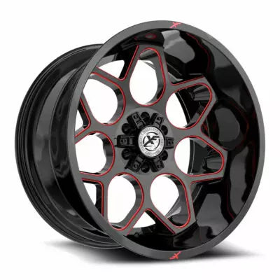 XF-233 20×10 5×127 5×139.7 -24 Cb 78.1 Gloss Black & Red Milled