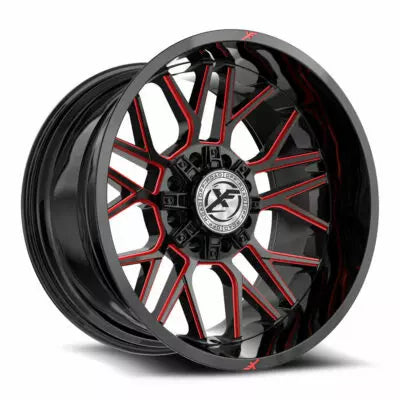 XF-235 20×10 Blank 8x -12 Cb 125.2 Gloss Black & Red Milled
