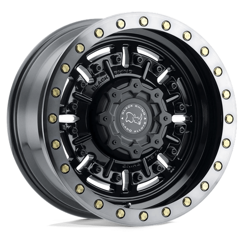Black Rhino Hard Alloys ABRAMS GLOSS GUN BLACK W/ MACHINED DARK TINT 17X9.5 5X5.0 ET -18 CB 71.5