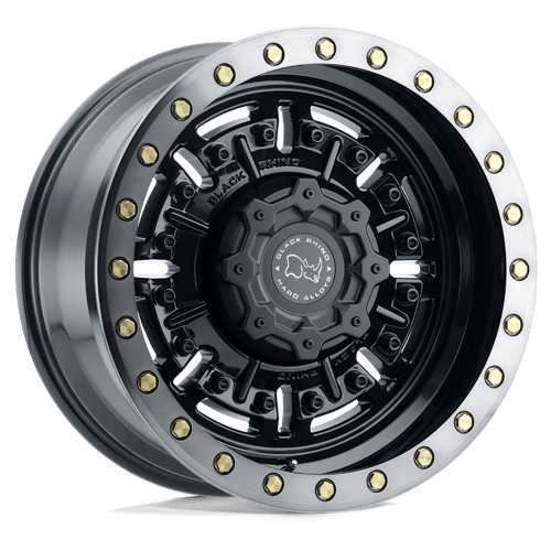 Black Rhino Hard Alloys ABRAMS GLOSS GUN BLACK W/ MACHINED DARK TINT 20X9.5 8X6.5 ET -18 CB 122.4