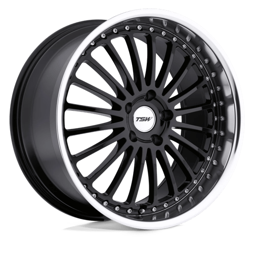 TSW SILVERSTONE GLOSS BLACK W/ MIRROR CUT LIP 18X8 5X4.5 ET +20 CB 76.1