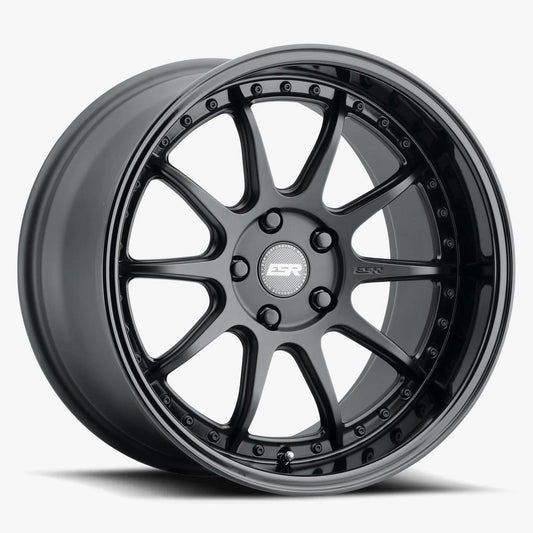 CUSTOM DRILL CS12 18X9.5 +22 72.56 MATTE BLACK GLOSS BLACK LIP..PCD: 89511122 CS12MBLK-BL