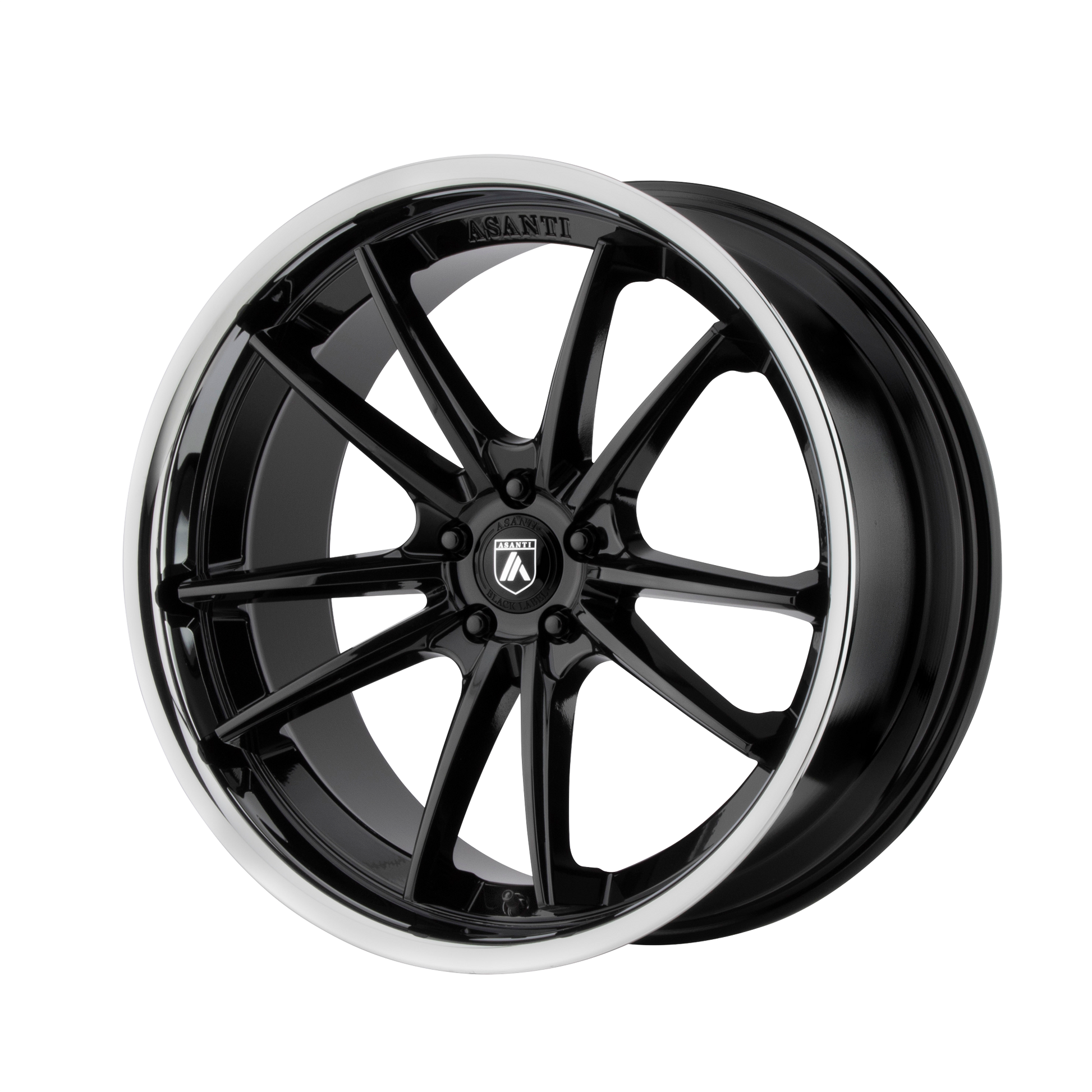 Asanti Black ABL-23 SIGMA GLOSS BLACK W/ CHROME LIP 20X9 5X112 ET +25 CB 72.6