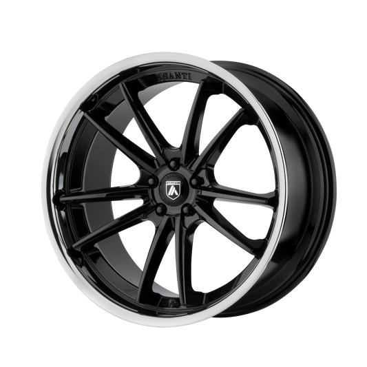 Asanti Black ABL-23 SIGMA GLOSS BLACK W/ CHROME LIP 20X9 5X4.5 ET +35 CB 72.56