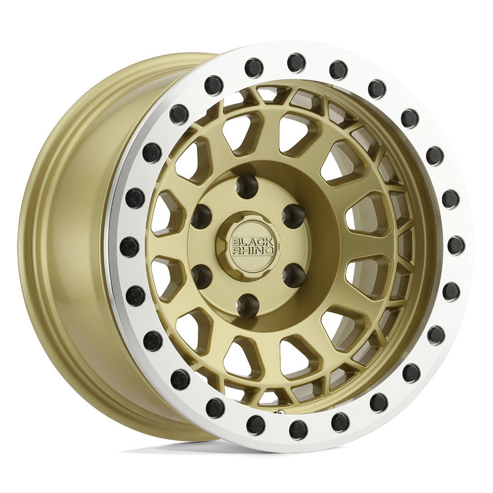 Black Rhino Hard Alloys PRIMM BEADLOCK MATTE GOLD W/ MACHINED RING 17X8.5 5X4.5 ET -38 CB 71.5