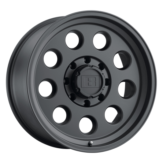 Level 8 HAULER MATTE BLACK 15X8 5X5.0 ET -30 CB 71.5