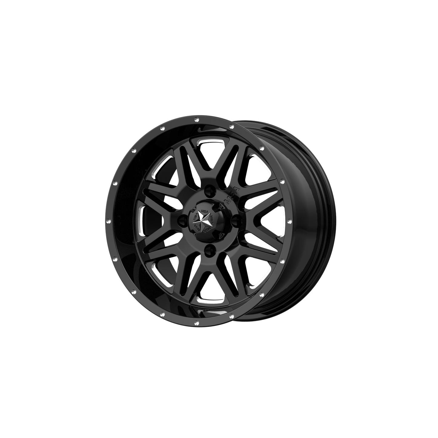 MSA Offroad Wheels M26 VIBE UTV GLOSS BLACK MILLED 14X7 4X137 ET +0 CB 112.1