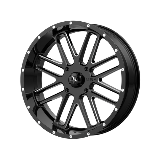 MSA Offroad Wheels M35 BANDIT UTV GLOSS BLACK MILLED 20X7 4X156 ET +0 CB 132