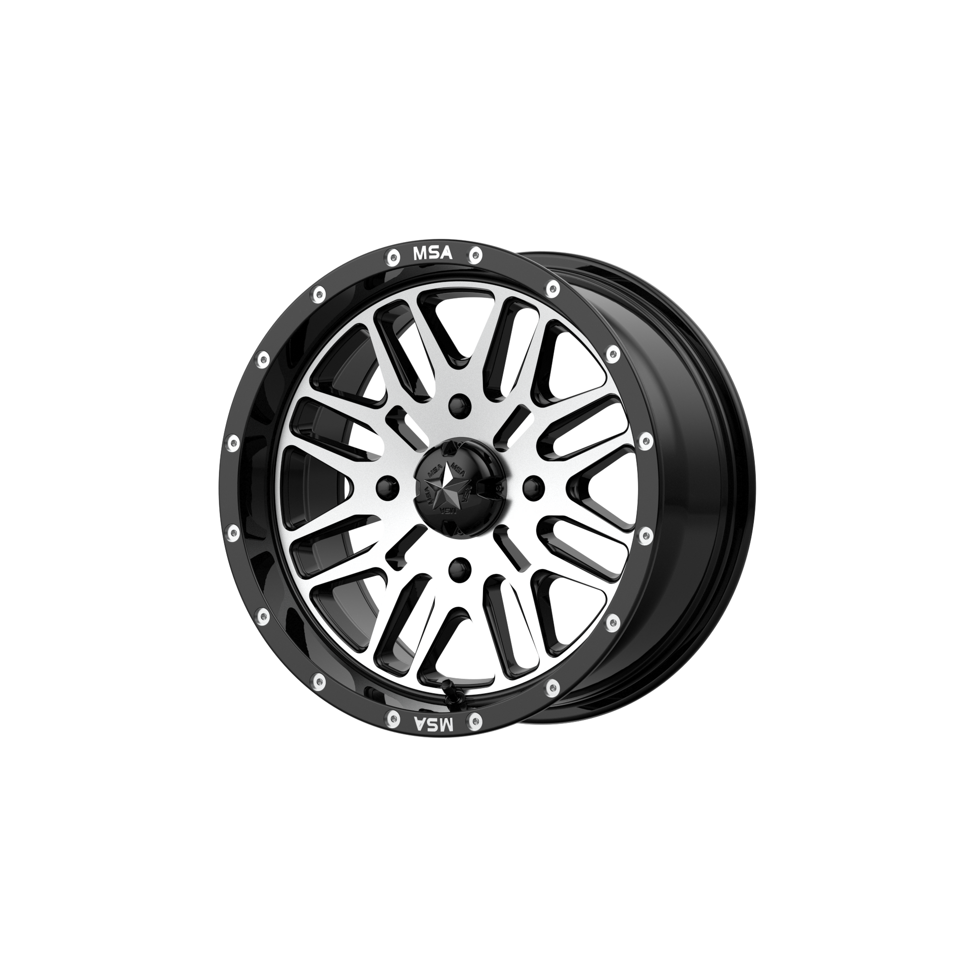 MSA Offroad Wheels M38 BRUTE UTV GLOSS BLACK MACHINED 14X7 4X156 ET +10 CB 132