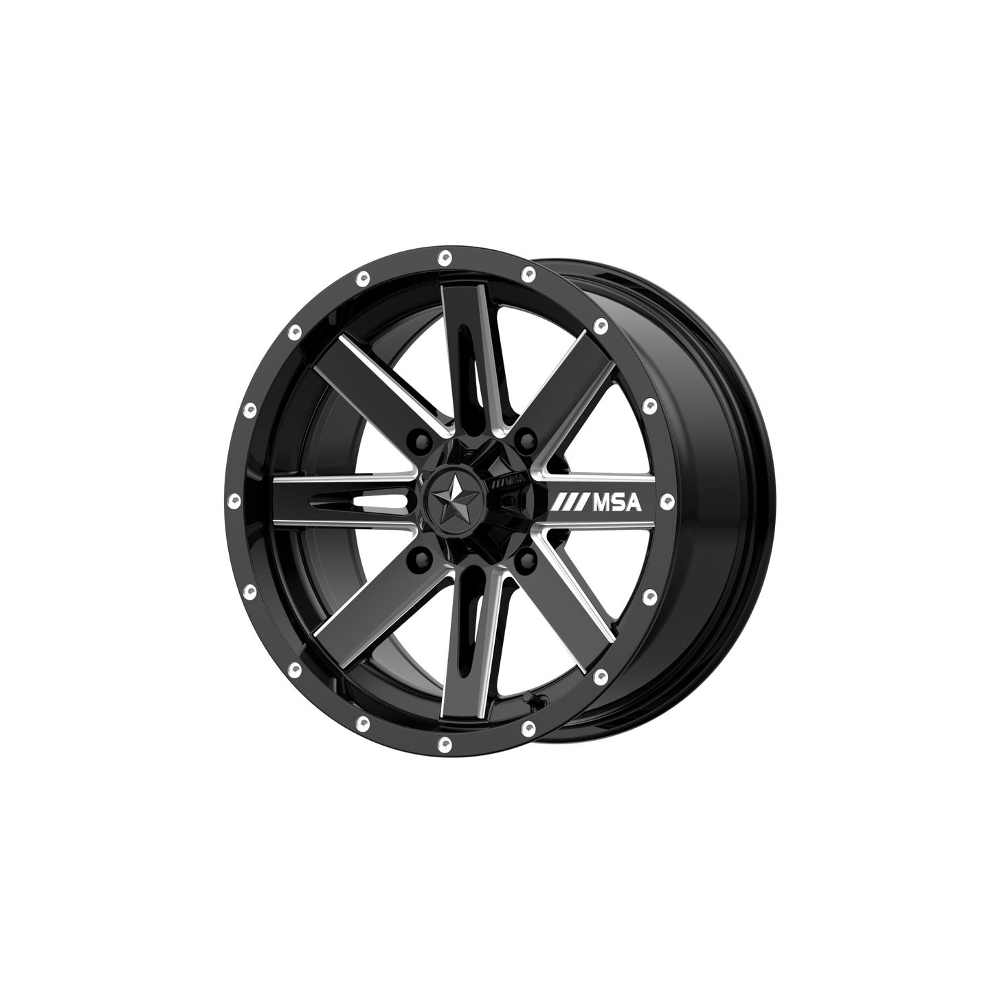 MSA Offroad Wheels M41 BOXER UTV GLOSS BLACK MILLED 18X7 4X137 ET +10 CB 112.1