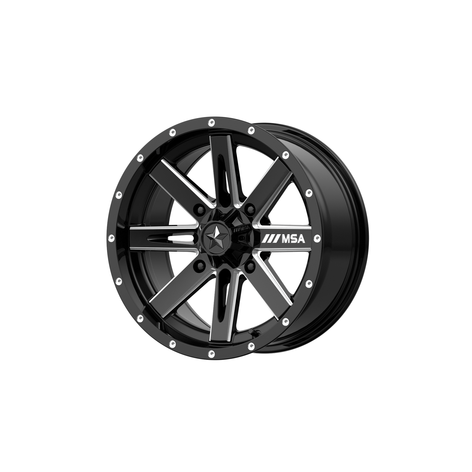 MSA Offroad Wheels M41 BOXER UTV GLOSS BLACK MILLED 18X7 4X156 ET +10 CB 132