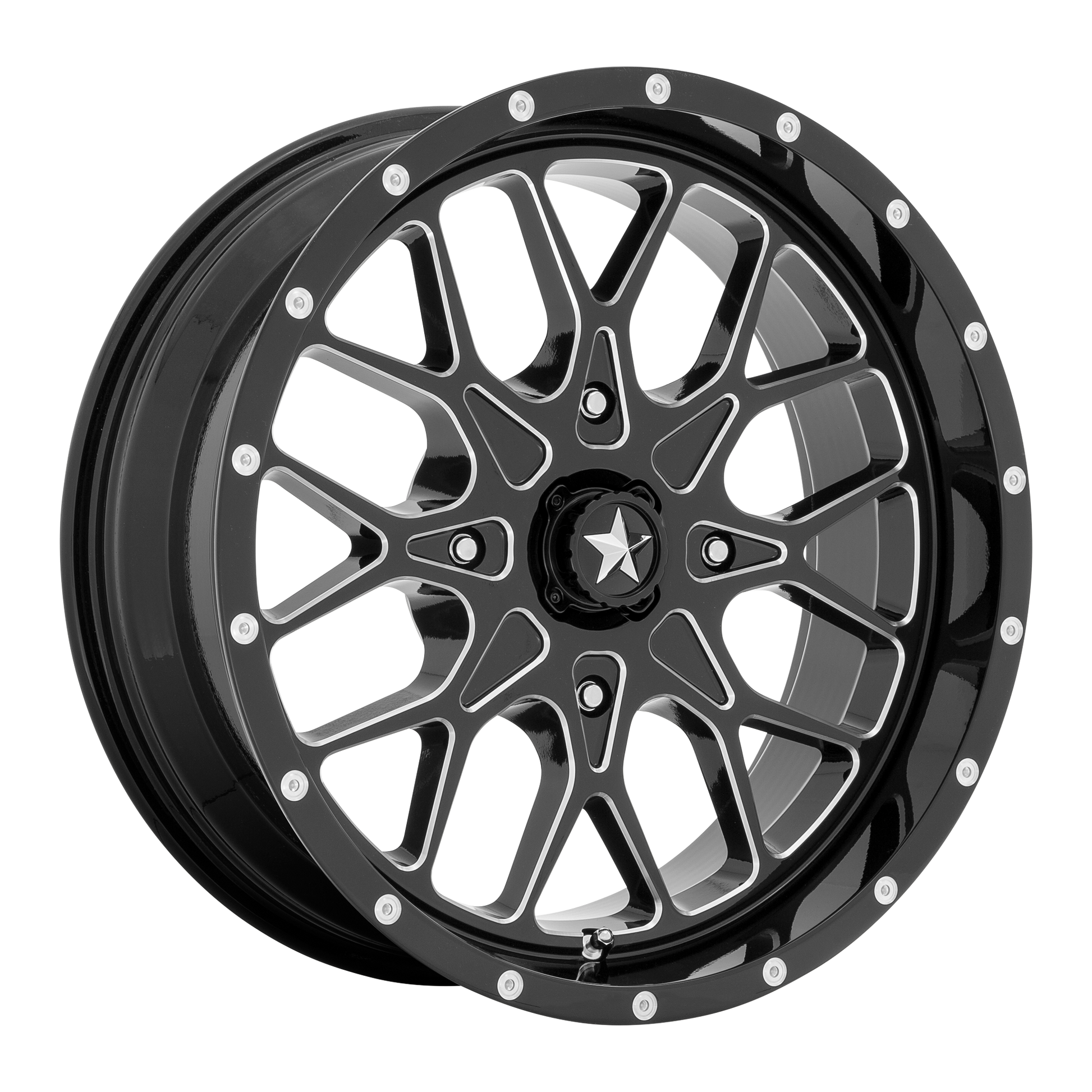 MSA Offroad Wheels M45 PORTAL UTV GLOSS BLACK MILLED 14X7 4X110 ET +10 CB 86