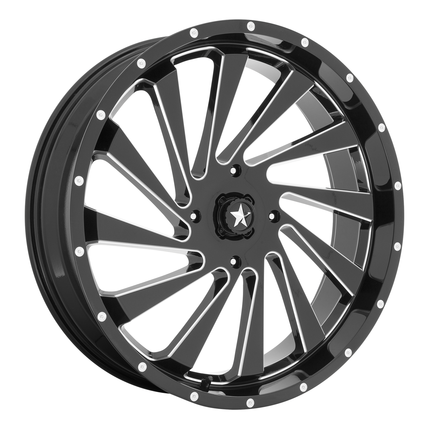 MSA Offroad Wheels M46 BLADE UTV GLOSS BLACK MILLED 22X7 4X156 ET +0 CB 115.1