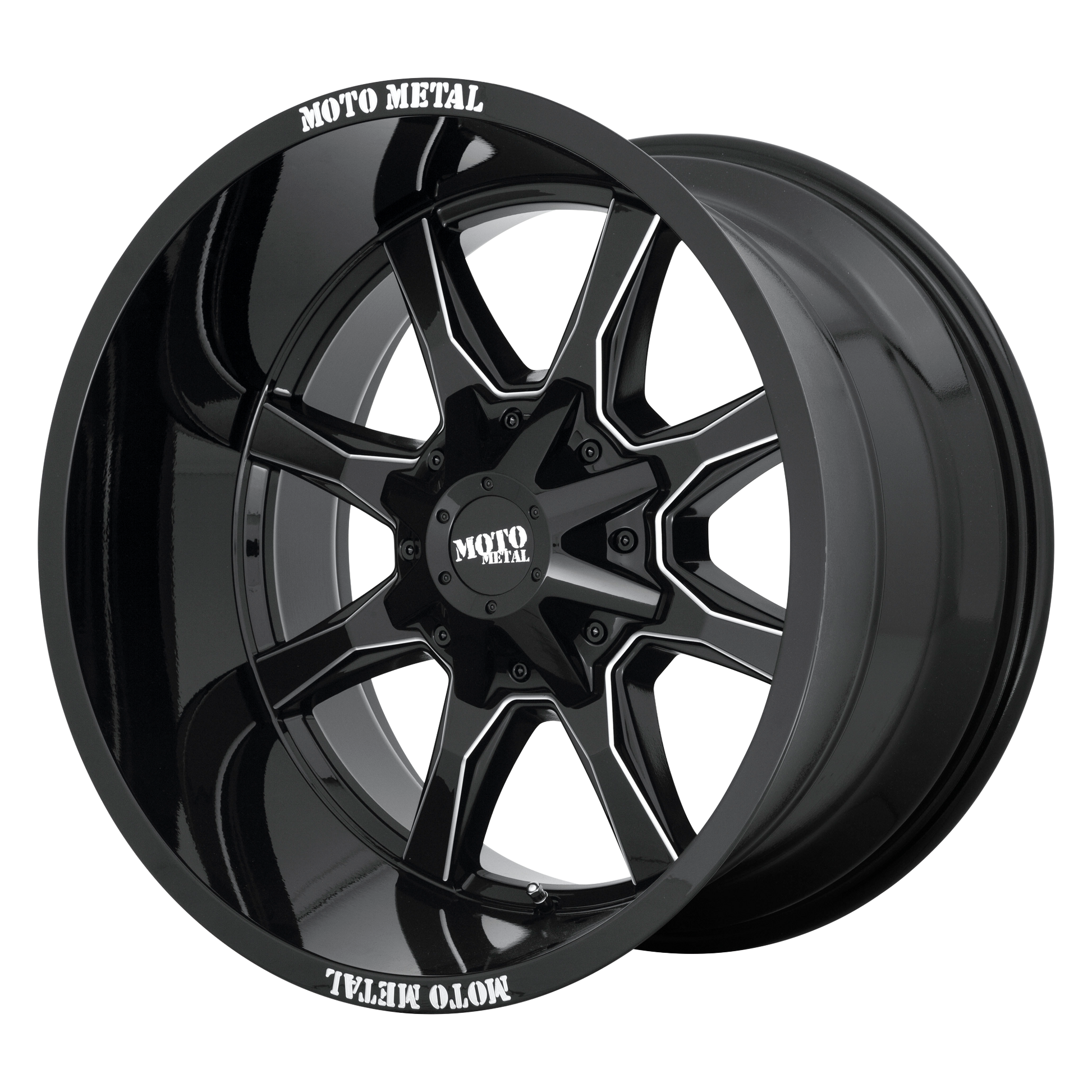 Moto Metal MO970 GLOSS BLACK W/ MILLED SPOKE & LIP 17X8 5X5.0/5.5 ET +0 CB 78.1