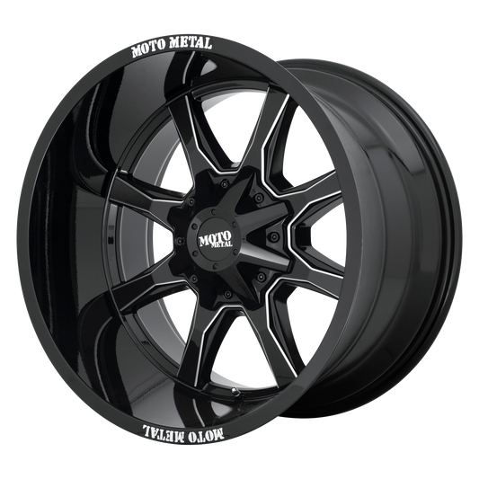 Moto Metal MO970 GLOSS BLACK W/ MILLED SPOKE & LIP 17X8 5X5.0/5.5 ET +0 CB 78.1