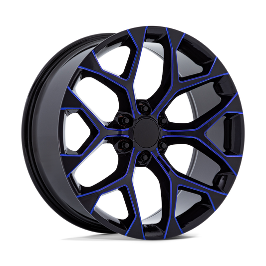 Performance Replicas PR176 GLOSS BLACK MACHINED W/ BLUE MILLED 26X10 6X5.5 ET +24 CB 78.1