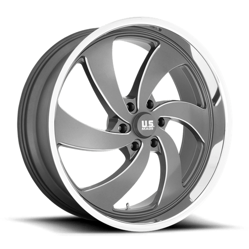 US Mag 1PC U133 DESPERADO ANTHRACITE MILLED W/ DIAMOND CUT LIP 24X10 6X5.5 ET +25 CB 78.1