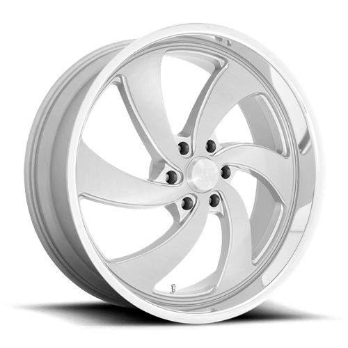 US Mag 1PC U134 DESPERADO SILVER BRUSHED FACE MILLED DIAMOND CUT LIP 24X10 6X135 ET +25 CB 87.1
