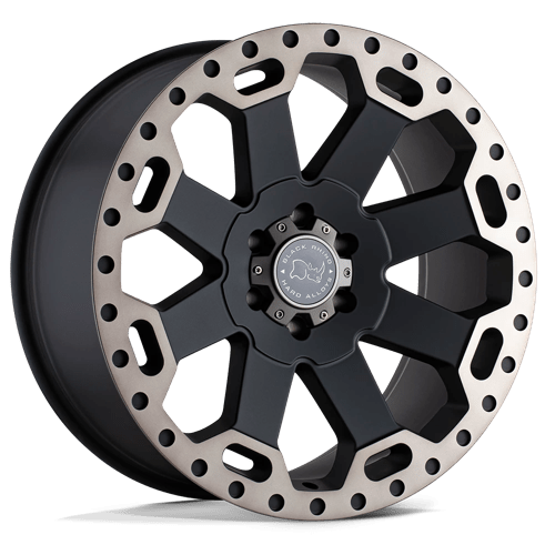 Black Rhino Hard Alloys WARLORD MATTE BLACK W/ MACHINED DARK TINT 17X8 5X5.0 ET +30 CB 71.5